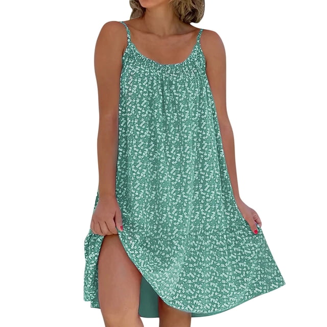 Kcodviy Robe Portefeuille Décontractée à Fleurs pour Femmes, Été, Col à Volants, Ourlet à Volants, Bretelles Spaghetti, Robe Courte Sans Manches, Robe Confortable pour Femmes, Robe de Plage