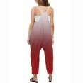 thumbnail image 4 of RXIRUCGD Girls Casual Jumpsuits Gradient Print Sleeveless Summer Rompers Long Pants With Pockets For 5-14 Years( Wine, Size:11 Years ), 4 of 6