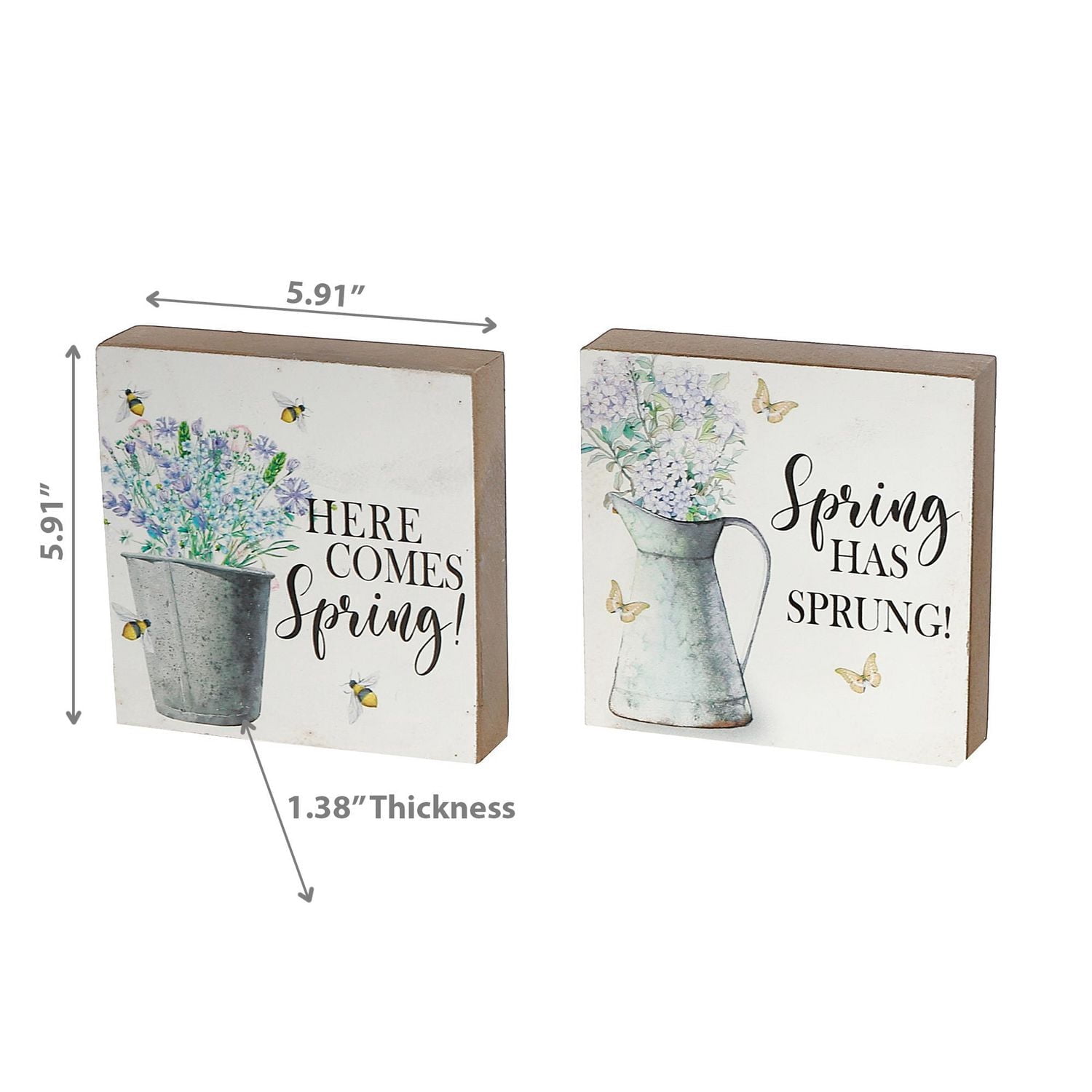 Blocs Carrés Mdf Spring Floral - Ensemble De 2