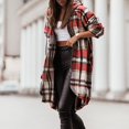 thumbnail image 4 of Plaid Trench Coat Womens Windbreaker Jacket Printed Shirt Zipper Irregular Jacket, 4 of 9