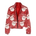 thumbnail image 1 of Kcodviy Veste Décontractée en Velours Côtelé d'Automne et d'Hiver pour Femme et Veste à Paillettes du Père Noël, Chandail à Col Roulé à Capuchon pour Femmes, Vestes à Manches, Veste Décontractée de Couleur, Baseball, 1 of 2
