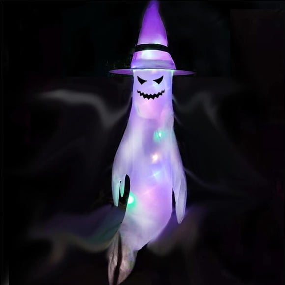 Thinsony Halloween Decorations Ghost Windsock LED Luminous Hanging Spooky Flag Party Props for Terraces Lawns Gardens Type 3