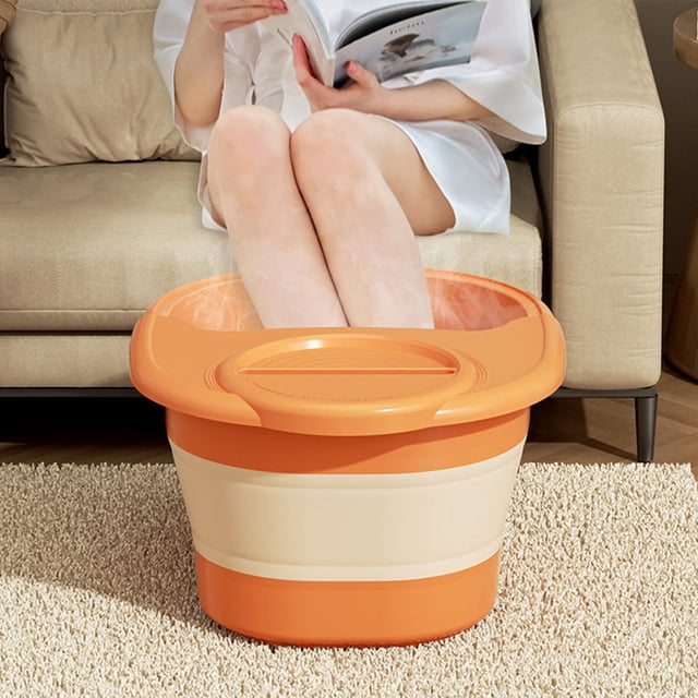 Dvkptbk Bubble Feet Foldable Foot Bath Bucket with Handle and Lid, Portable Foot Bath Spa Bucket with Massage Acupoints, Portable Foot Bath Bucket, Foldable Spa Bucket for Foot