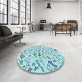 thumbnail image 4 of Ahgly Company Tapis d'Intérieur Lavable en Machine Carré Bleu Électrique Transitionnel, 4 Pieds Carré, 4 of 7