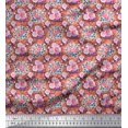 thumbnail image 1 of Soimoi Tissu Poly Georgette Imprimé Feuilles & Roses au Mètre 52 Pouces de Large, 1 of 3