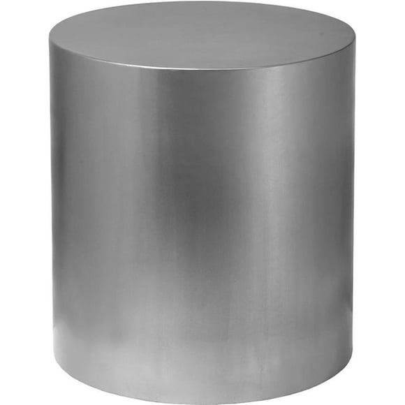Meridian Furniture Table d'Appoint Ronde Cylindrique en Métal Brossé Chromé