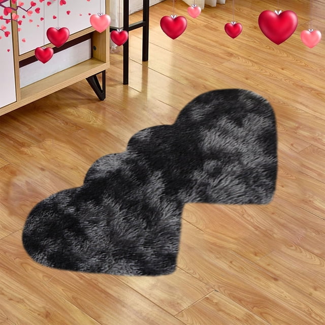 EGNMCR Valentine Day Decorations, Valentine's Day Fluffys Rugs For Bedroom 40X20In Machine Washable Living Room Rug Carpet Heart Shaped Bedside Rug Rugs Non Slip Carpet Mats Home Decor Polyester Rug