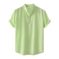 thumbnail image 1 of cfhntfmh Cotton Linen Shirts for Men Summer Short Sleeve Button up Beach T-Shirts Lightweight Solid Collared Tops, 1 of 7