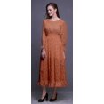 thumbnail image 3 of Bimba Feuilles Femmes Coton Smocké Boho Renaissance Longue à Volants Maxi-Robe-Xxx-Grand, 3 of 5