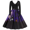 thumbnail image 1 of TIMIFIS Robe d'Halloween et d'Action de Grâce pour Femmes, Robe à Manches Longues, Citrouille Ajourée, Robe de Fête Décontractée Automne/hiver, 1 of 2