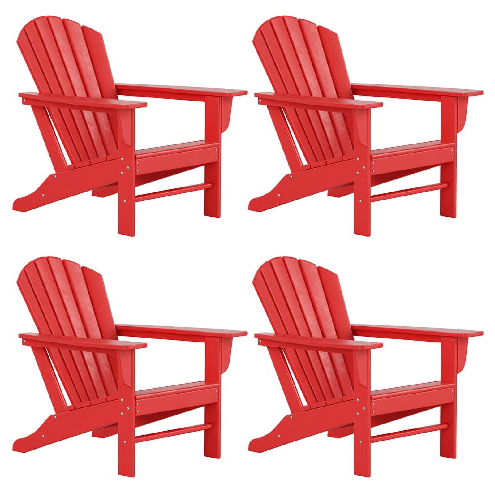 Portside Classic Outdoor Adirondack Chair (Set of 4) in Red