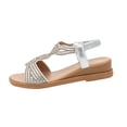thumbnail image 2 of Sandales Habillées Gspmoly pour Femmes, Sandales Décontractées Mode pour Femmes à Bout Rond Confortables Sandales de Plage Sandales Décontractées Chaussures Sandales Compensées Argent 35, 2 of 9