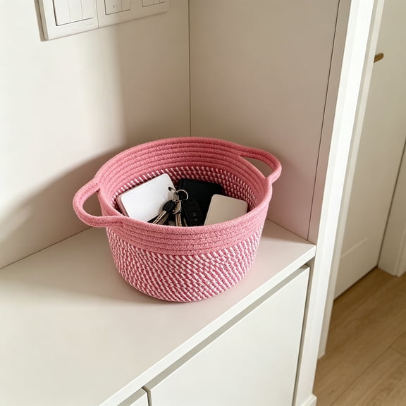 Woven Storage Basket Fabric Organizer Bin,Desktop Storage Container,Toy Cosmetic Organizer Basket,Foldable Closet Storage Basket,Decorative Home Organization Bin,Multipurpose Storage Solution