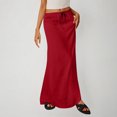 thumbnail image 2 of HVOBTTY Womens Summer Slim Comfortable Solid Color Elastic Waist Versatile Daily Outdoor Long Maxi Skirt Red, L, 2 of 5