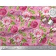 thumbnail image 3 of Soimoi Polyester Crepe Fabric Leaves & Peony Floral Decor Fabric Printed Yard 42 Inch Wide, 3 of 5