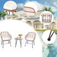 thumbnail image 3 of Patiojoy 3 PCS Patio Rattan Furniture Set with Round Tempered Glass Top Table & 2 Rattan Armchairs White Cushions, 3 of 9