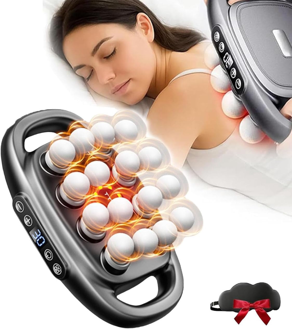 16 Head Massage Gun,Red Light Therapy,48KG/105lb Striking Force,Quiet Muscle Deep Tissue Percussion Massager with 3 Modes & 30 Intensities for Back/Shoulders/Legs/Waists