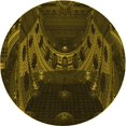 thumbnail image 1 of Ahgly Tapis Rond Lavable en Machine Intérieur Transitionnel Jaune Foncé Vert, 3 Pieds Rond, 1 of 7