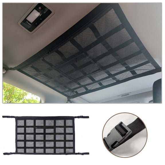 CEHVOM Sac de Rangement pour Dossier de Siège Auto, Organisateur Suspendu pour Voiture, Poche Filet de Cargaison pour Plafond de Voiture, Organisateur de Rangement pour Toit de Voiture à Double Couche en Maille, Accessoires Intérieurs pour Camion VUS Voyage Long Road Trip Camping