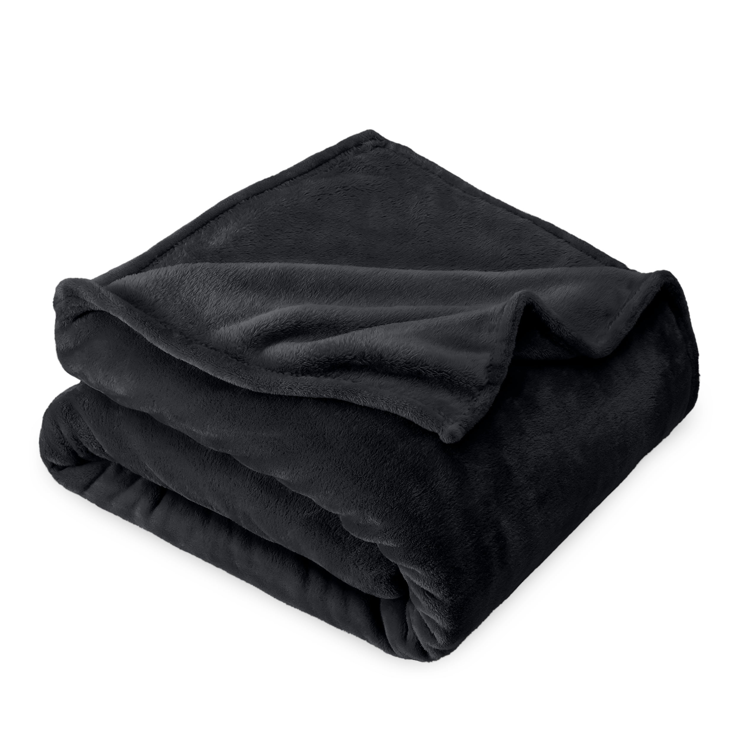 Bare Home Microplush Fleece Blanket - 300 GSM - Fuzzy Microfleece - Soft & Plush - Throw/Travel, Black