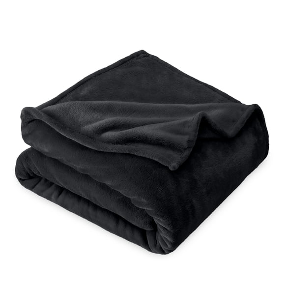 Bare Home Microplush Fleece Blanket - 300 GSM - Fuzzy Microfleece - Soft & Plush - Throw/Travel, Black