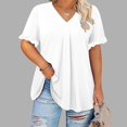 thumbnail image 2 of Besolor Plus Size Tops for Women 2025 V Neck Ruffle Short Sleeve Shirts Casual Loose Flowy Summer Blouse Tees, 2 of 5