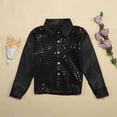 thumbnail image 2 of Kcodviy Enfants Filles Paillettes Scintillantes Primitif Chandail à Manches Longues Garçons Danse Top Boys Long Garçon Tout-Petit Manche Chemise Boutonnée pour Enfants Garçons pour Performance de Danse Jazz, 2 of 7