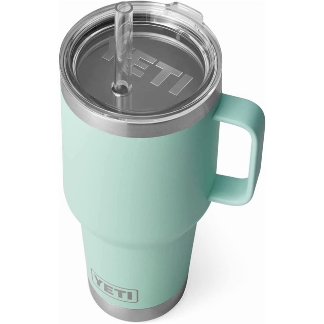 YETI Rambler Tasse en Paille 35 oz, Isolée sous Vide, Acier Inoxydable, Écume de Mer