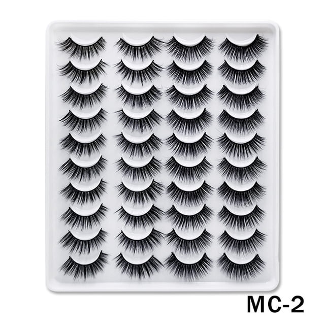 False Eyelashes Faux Mink Lashes 20 Pairs Long Dramatic Fluffy Volume Natural Fake Eyelashes Value Pack MC-2