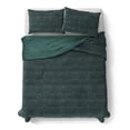 thumbnail image 1 of Mainstays Kids Dark Green Solid Plush Ribbed Corduroy Comforter Set Full/Queen 3 Piece, 1 of 4