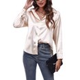 thumbnail image 3 of Innerwin Tops Lapel Neck Women Shirts Work Button Down Single Breasted Blouse Champagne XL, 3 of 7
