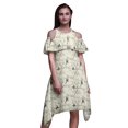thumbnail image 1 of Bimba Robe Droite à Épaules Dénudées Style Chic pour Femmes Imprimé Oiseau Blanc Tunique d'Été - TTTG, 1 of 6