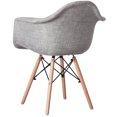thumbnail image 4 of Mid-Century Modern Style Fabric Lined Armchair with Beech Wooden Legs, Grey Set 2, 4 of 7