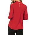 thumbnail image 3 of INSPIRE CHIC Women's Keyhole Stand Collar Pleated Back Button Blouse Tops, 3 of 6