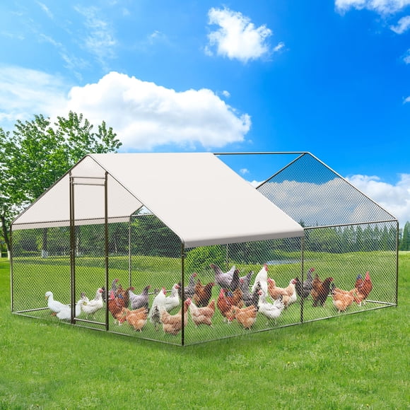 Towallmark Chicken Coop, Large Metal Chicken Run, Heavy Duty Spire Shaped Chicken Coop Run for Yard Outdoor, Easy Assembly, 9.8' W x 13' L x 6.5' H