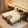 thumbnail image 3 of Twin Pop Up Trundle Bed Frame, Trundle Day Bed with Lockable Casters, Foldable Metal Platform, Metal Slats Support, 3 of 8