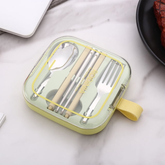EGNMCR Gadgets de Cuisine, Accessoires de Cuisine, Ustensiles de Cuisine, Outil de Cuisine Vaisselle Portable en Acier Inoxydable 304 Ensemble de Trois Pièces Vaisselle en Acier Inoxydable
