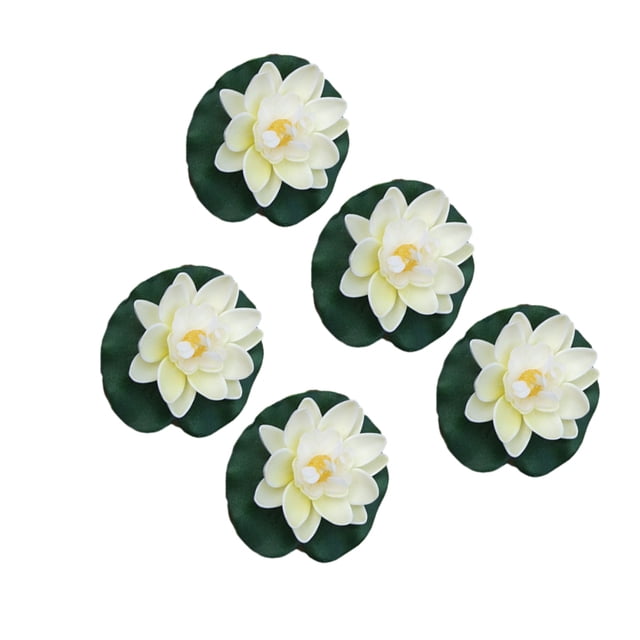 Wweixi 5pcs/set Artificial Lotus Realistic Appearance Easy To Clean Long-lasting milky white 1Set