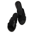 thumbnail image 4 of Womens Studded Flat Sandals Open Toe Slip On Mule Slides Crossed Strap Slipper, 4 of 9