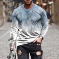 thumbnail image 1 of TIMIFIS Men's Long Sleeve Cotton T-Shirt Graphic Printed Shirts Tops-BlueFall, 1 of 5