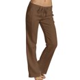 thumbnail image 1 of MAWCLOS Women's Mid Waist Straight Leg Lounge Pants, Coffee, XL, 1 of 2