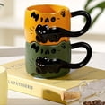 thumbnail image 4 of Cat Coffee Mug Ceramic Large Handle With English Letters Relief Design 12 oz, 4 of 7