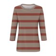 thumbnail image 5 of Annhoo Hauts d'Automne pour Femmes 2025 Mode Manches 3/4 Col Ras du Cou Chandails à Enfiler Chemises Décontractées Confort Blouses à Rayures Imprimées, 5 of 5