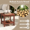 thumbnail image 4 of Patiojoy 2pcs Patio Side Table Double-Tier Acacia Wood End Table Slatted Tabletop & Shelf Outdoor Small Side Table with Storage, 4 of 8