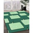 thumbnail image 3 of Ahgly Tapis Rond Lavable en Machine Intérieur Transitionnel Vert Clair, 8 Pieds Rond, 3 of 7