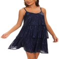 thumbnail image 3 of MesaSe Robe Gâteau à Volants Superposés pour Femmes, Paillettes, Bretelles Spaghetti, Mini-Robe Dos Nu, Robe Camisole de Fête et de Danse, 3 of 7