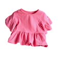 thumbnail image 2 of Shirts for Girls, Children Solid Color Loose Girl Ruffle Sleeve Round-Neck Blouses Western Style Top, 2 of 4