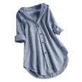 thumbnail image 1 of Timegard Womens Shirts Striped Long Sleeve Lapel v Neck Button up Tops Fall Casual Work Loose Blouse, 1 of 7