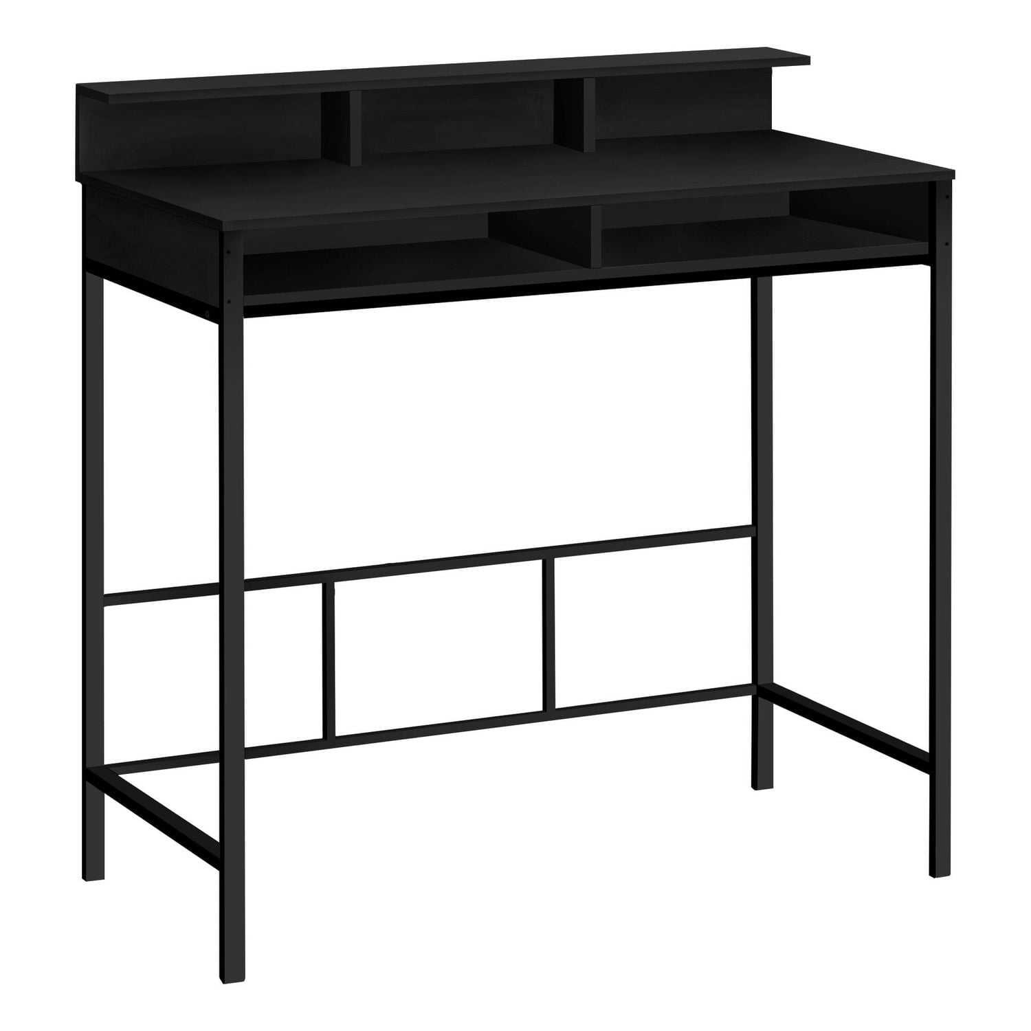 Monarch Specialties Computer Desk, Home Office, Standing, Storage Shelves, 48"l, Work, Laptop, Metal, Laminate, Black, Contemporary, Modern