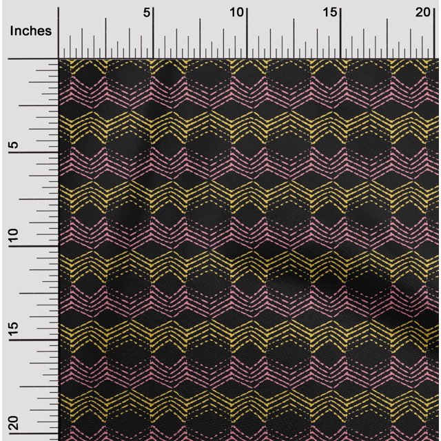 oneOone Organic Cotton Voile Fabric Chevron Block Printed Craft Fabric BTY 42 Inch Wide
